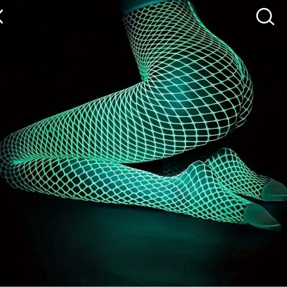 Glow Black Light Fishnet Stockings Club Dancer OS New